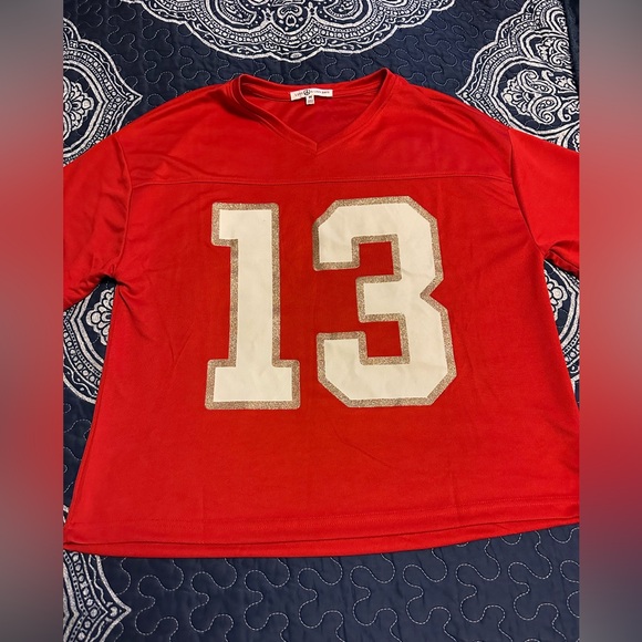 Love & Lazy days medium red women’s top with 13 on it. - Picture 4 of 13
